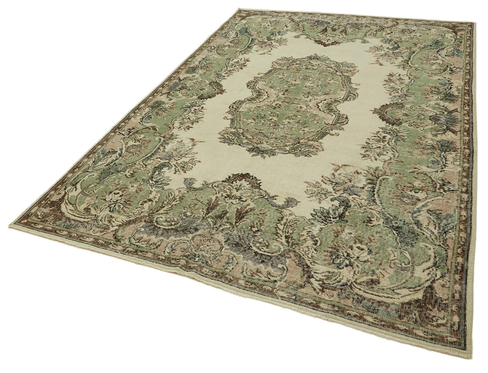 Handmade Beige Turkish Vintage Area Rug 195 Cm X 307 Cm photo for sale