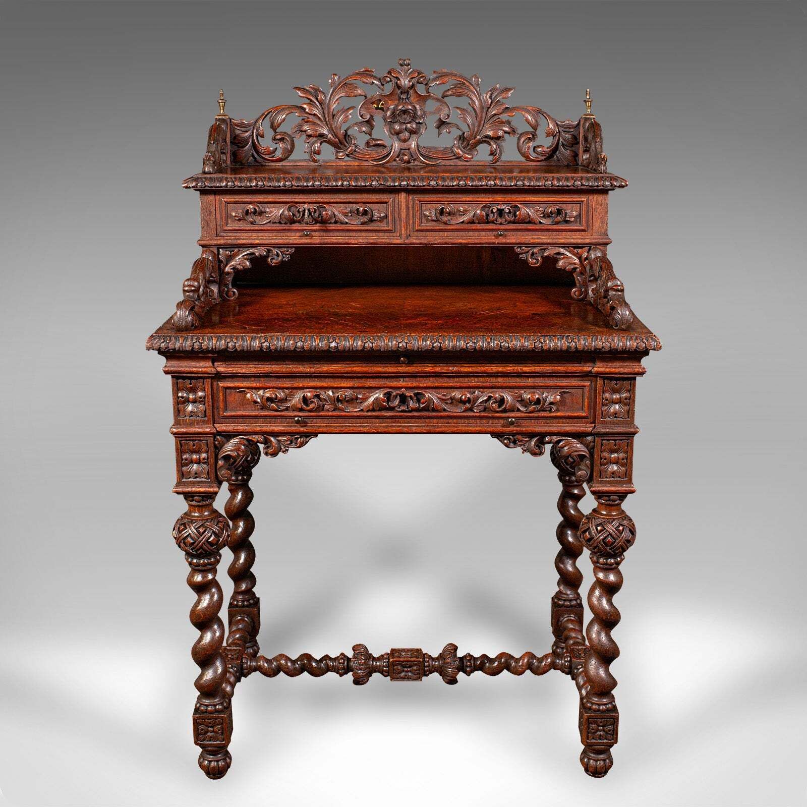 Antique Correspondence Desk, Scottish Oak Writing Table, Gothic Taste, Victorian photo for sale