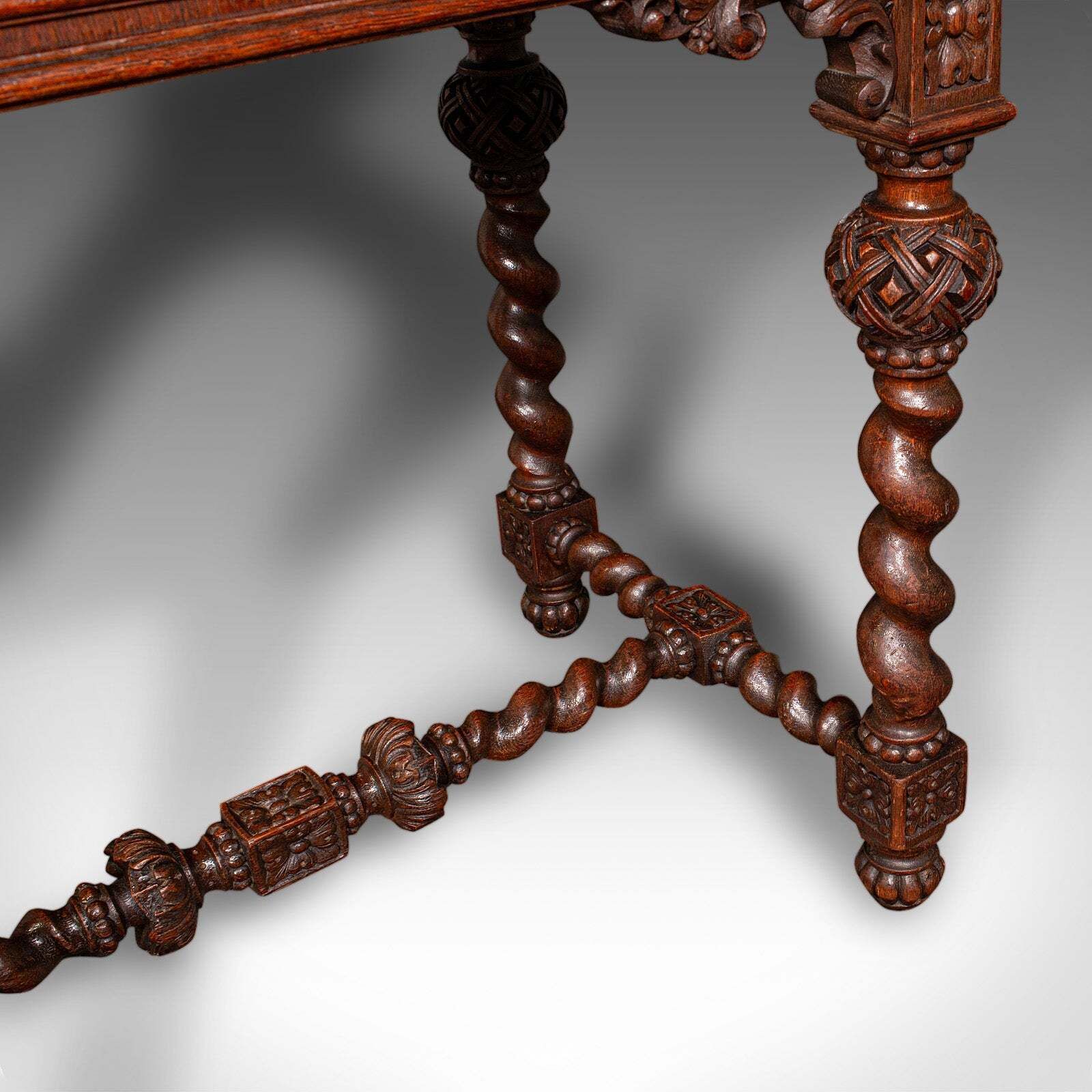 4739.0 Antique Correspondence Desk, Scottish Oak Writing Table, Gothic Taste, Victorian photo
