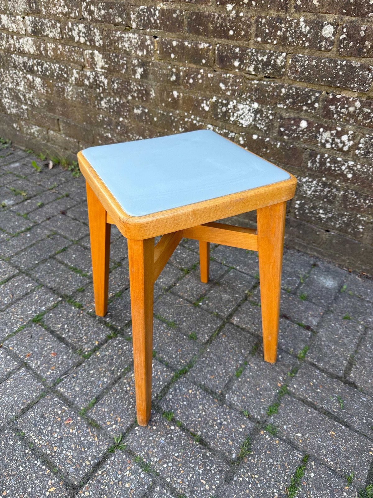 Mid Century Ben Chair Ltd Beech Stool With Vinyl Top   Vgc   Original Early Retro Scandi Stool photo furniture