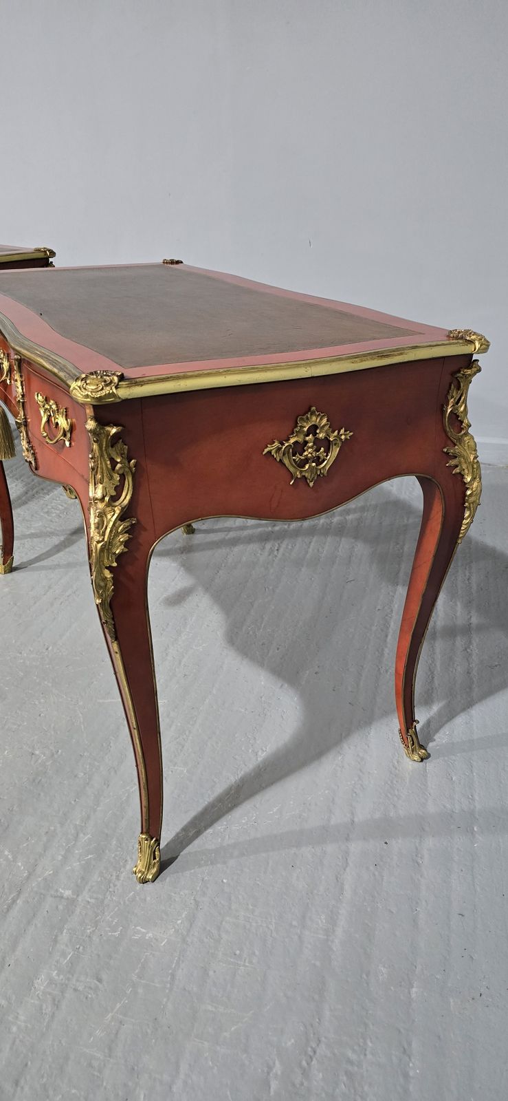Outstanding Pair Of Red Laquered Bureau Plat Desks photo vintage