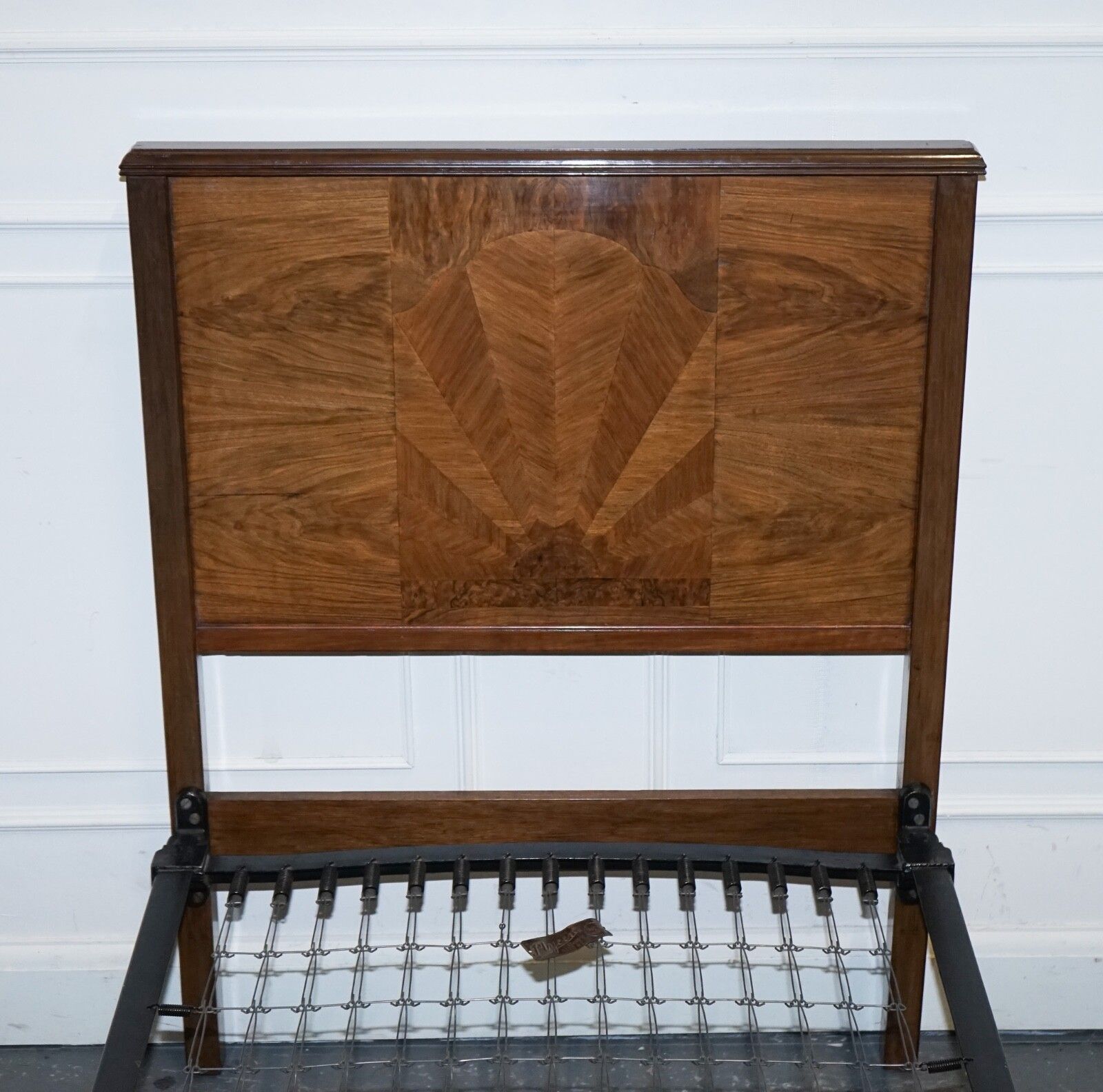 photo for sale Art Deco Burr Walnut Decorative Inlaid Panels Single Bed (1/2)