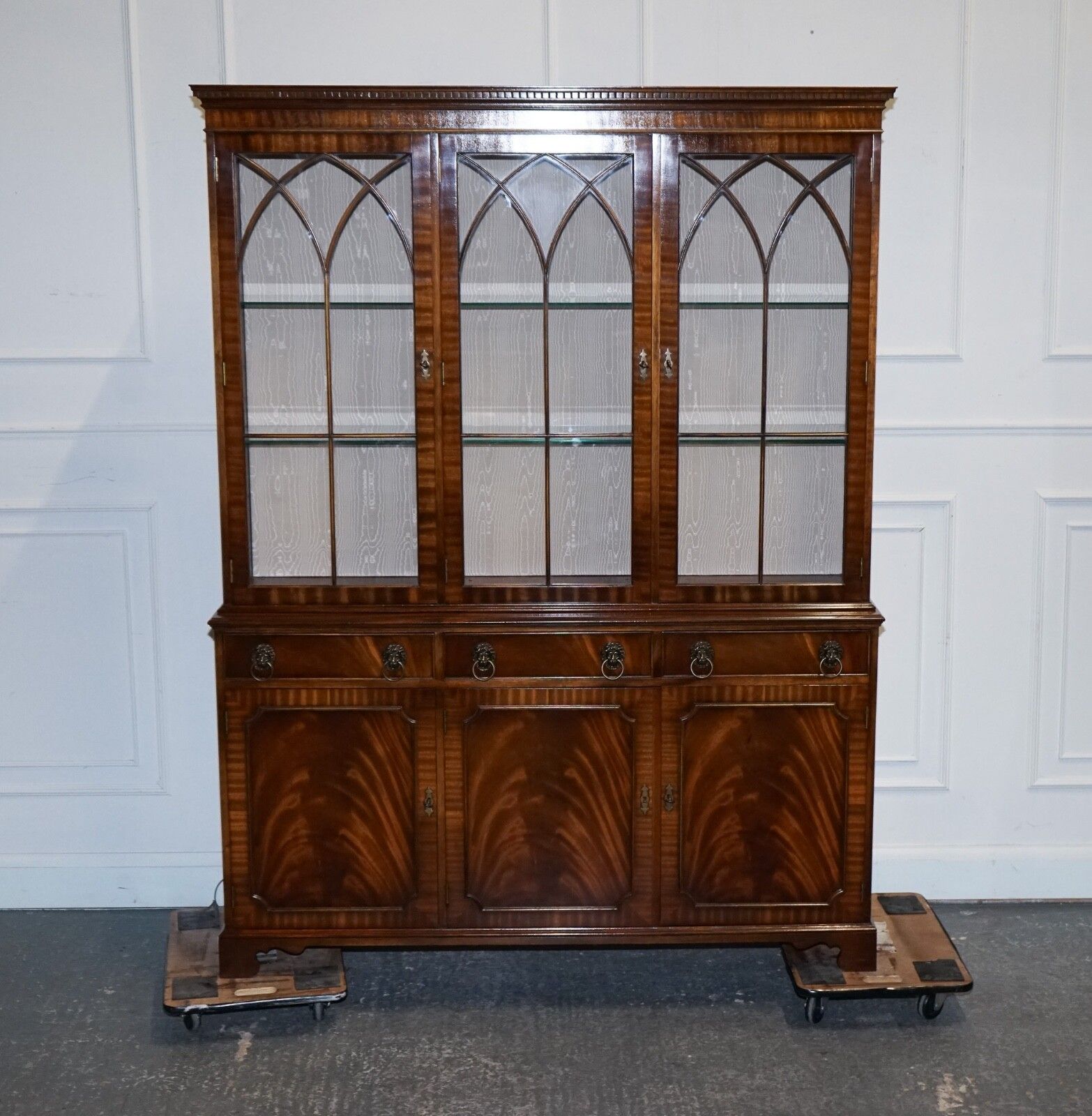 Bevan Funnel Georgian Style Display Cabinet Bookcase Glass Shelves And Lights photo for sale