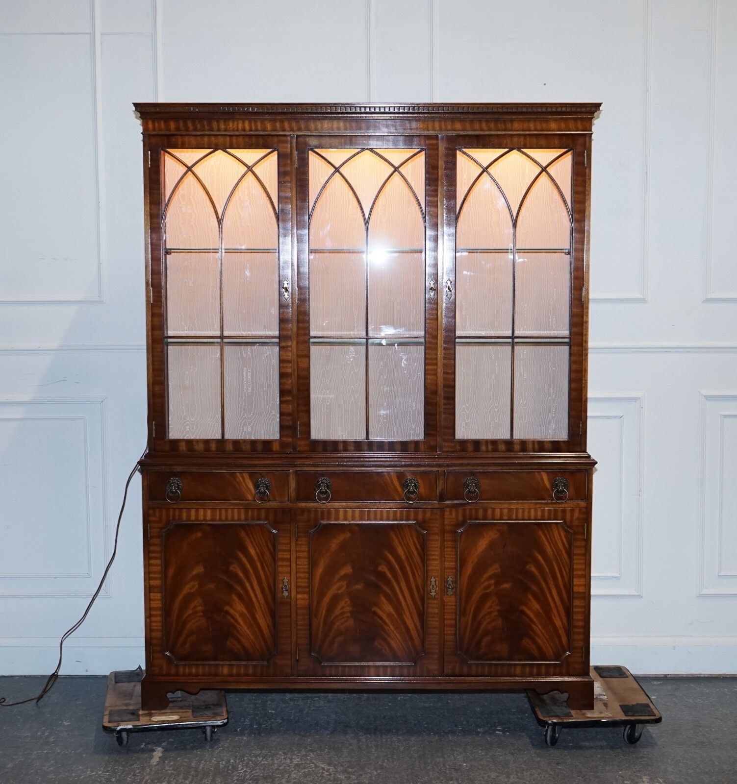 Bevan Funnel Georgian Style Display Cabinet Bookcase Glass Shelves And Lights photo Furniture
