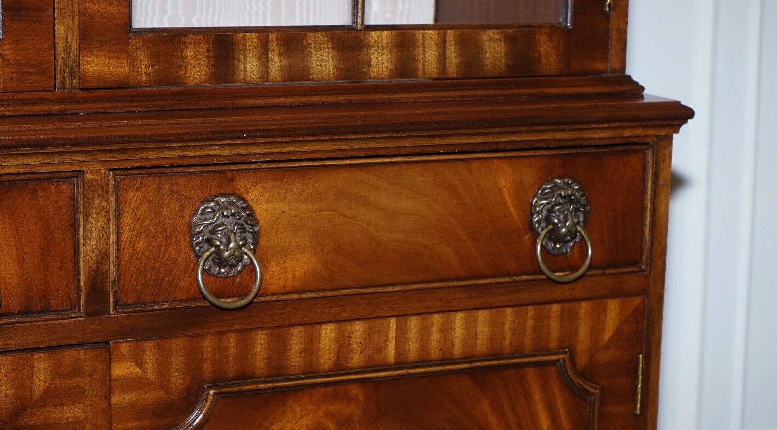 Furniture Bevan Funnel Georgian Style Display Cabinet Bookcase Glass Shelves And Lights photo