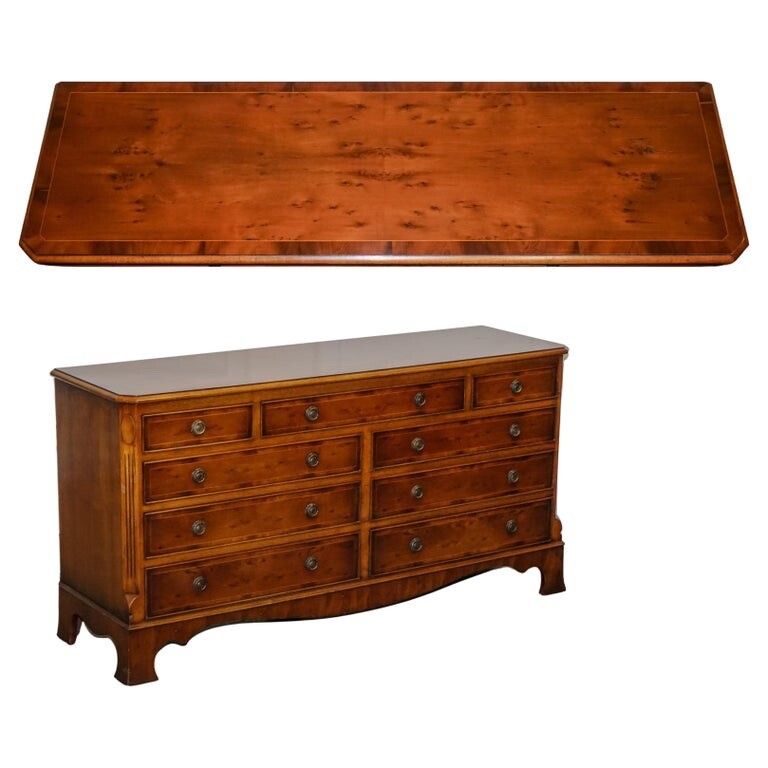 Georgian Style H.G. Hudson Burr Walnut Sideboard Bank Of Drawers Quality Made