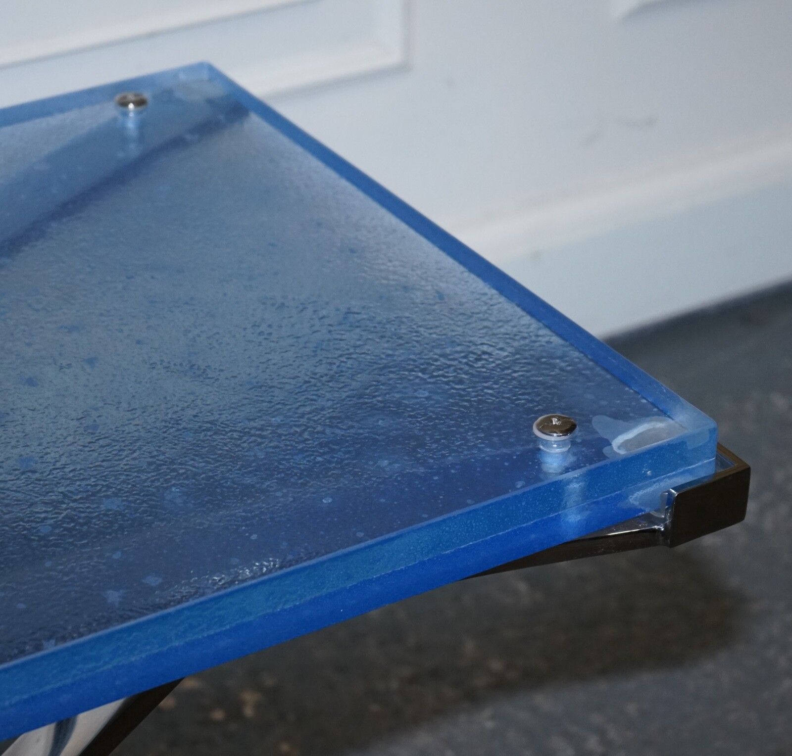 Furniture Rare Custom Hand Made Glass Marine Grade Stainless Steel Coffee Table By Soliart photo