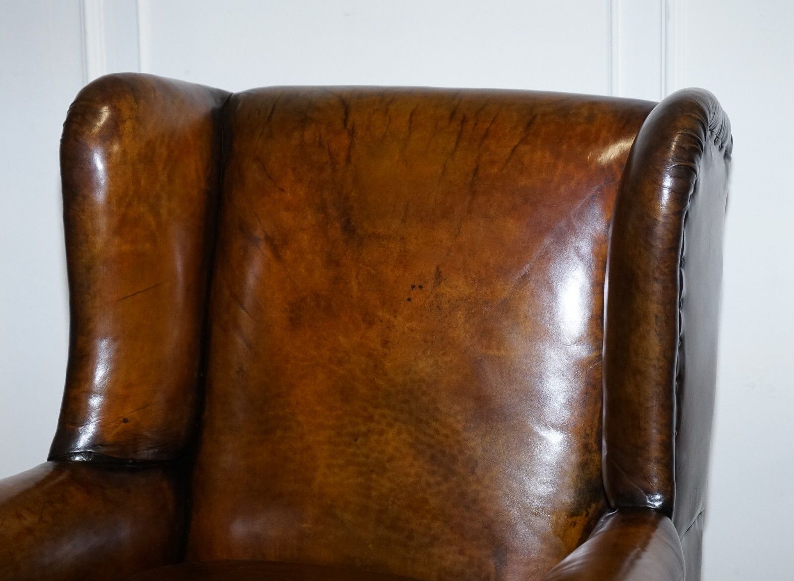 Stunning Early Victorian Hand Dyed Brown Leather Reading Lounge Armchair photo Furniture