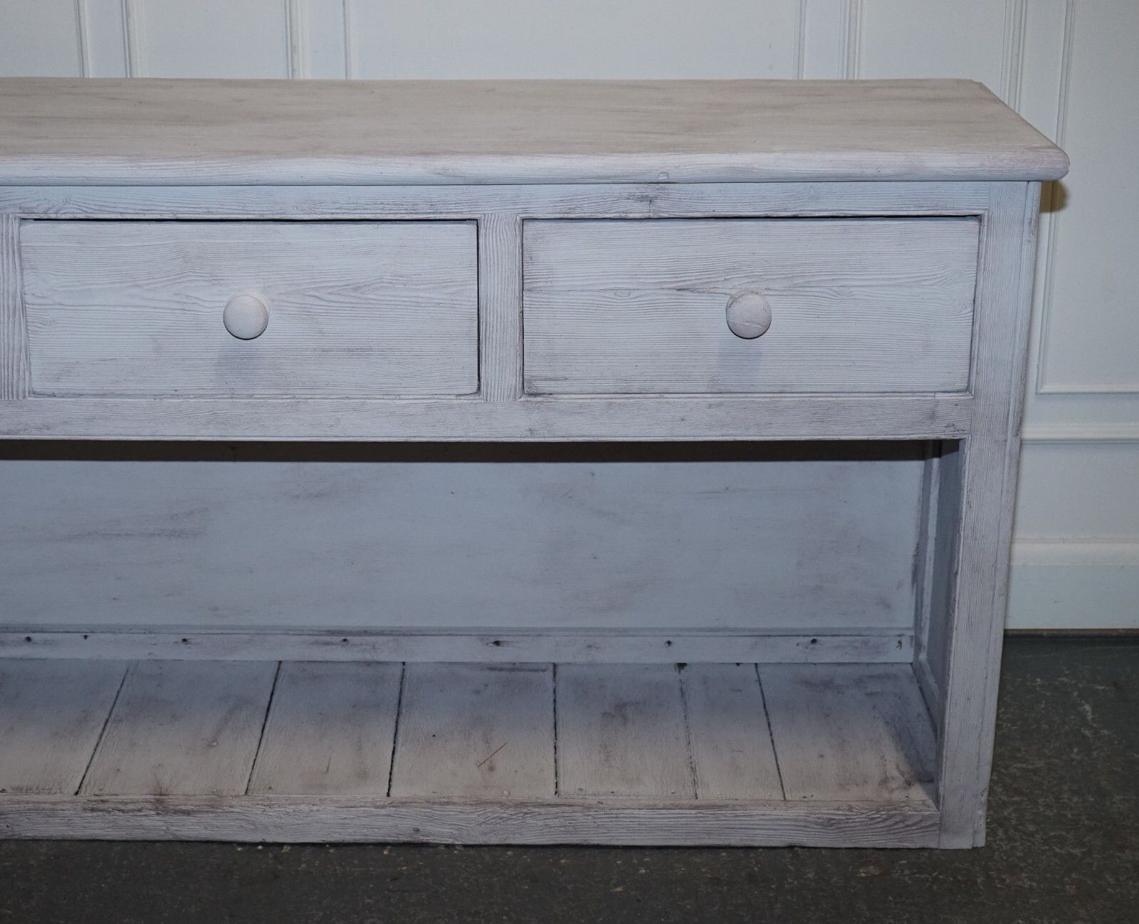 Antique Hand Painted English Pine Farmhouse Sideboard With Three Drawers photo buy