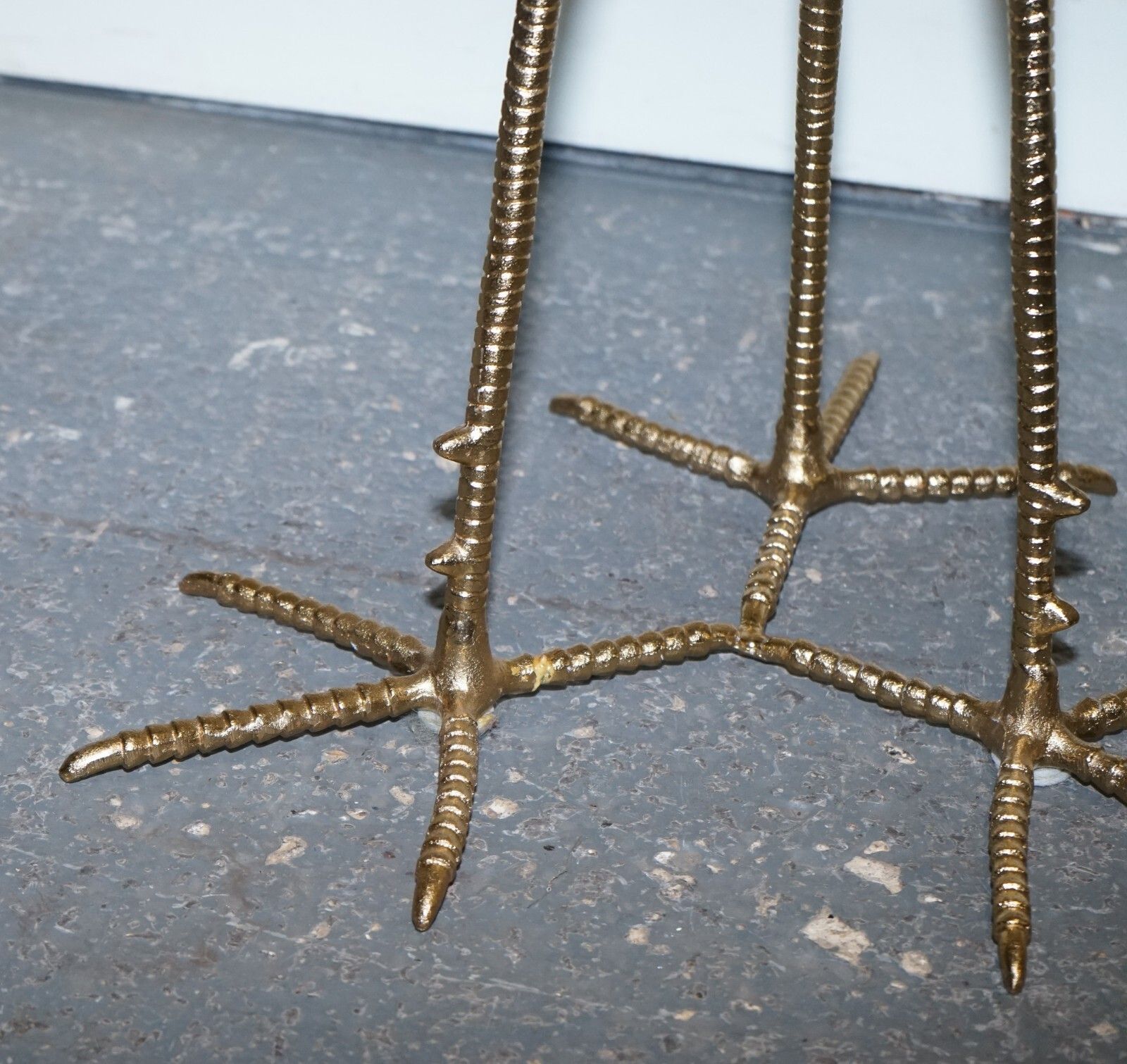 Beautiful Showroom Green Marble Gold Bird Feet Display Side Plant Lamp Table photo 195.0