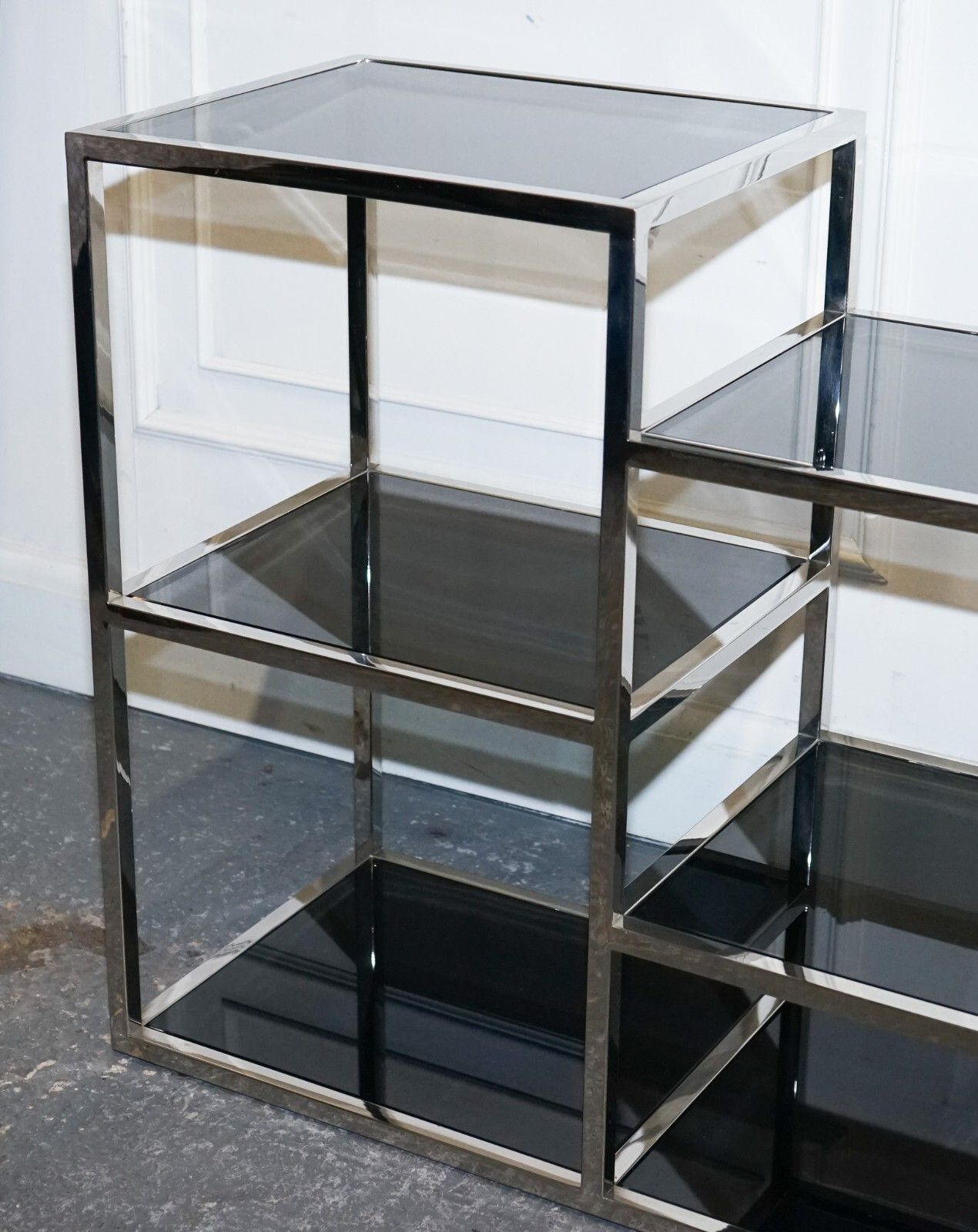Showroom Casa Padrino Smoked Glass Polished Stainless Steel Console Table photo buy