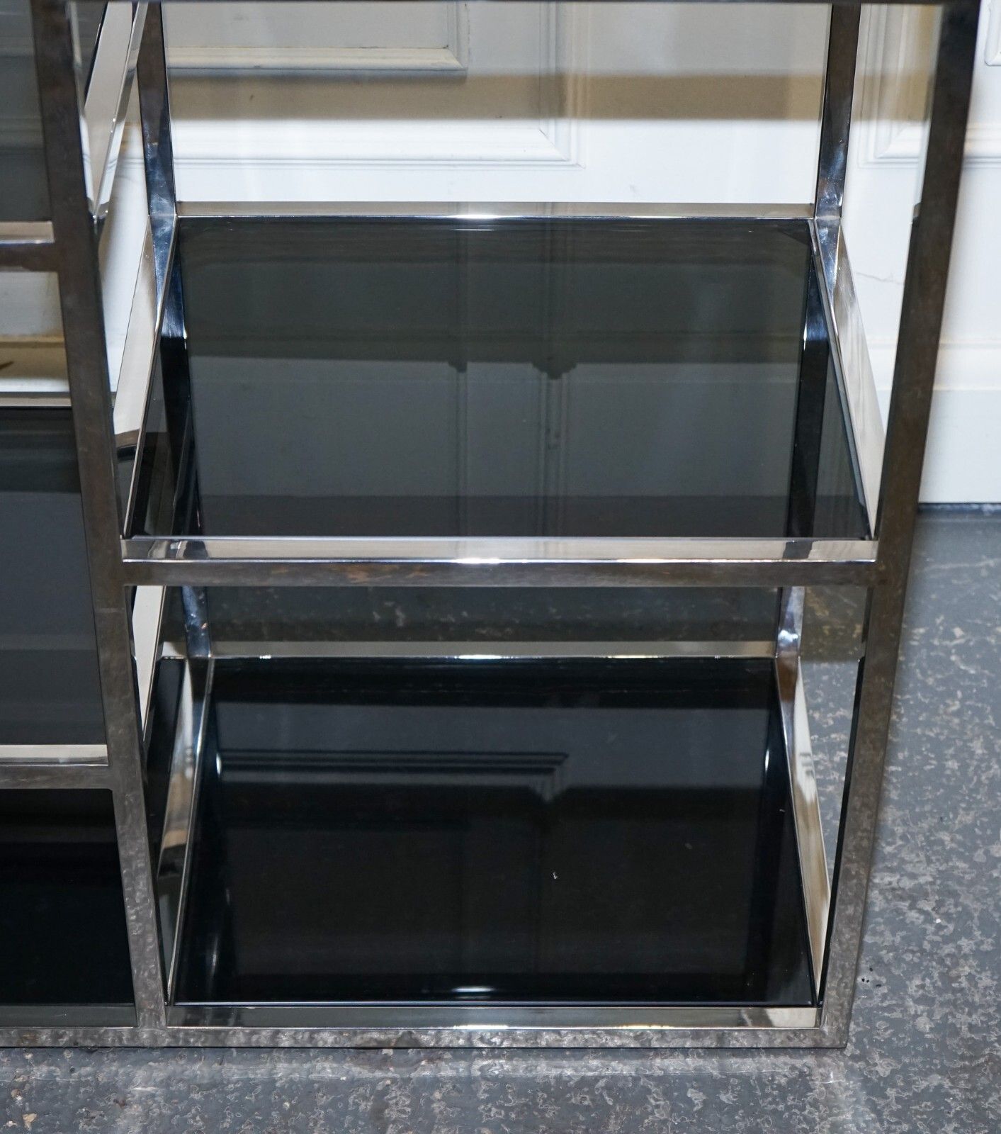 1650.0 Showroom Casa Padrino Smoked Glass Polished Stainless Steel Console Table photo