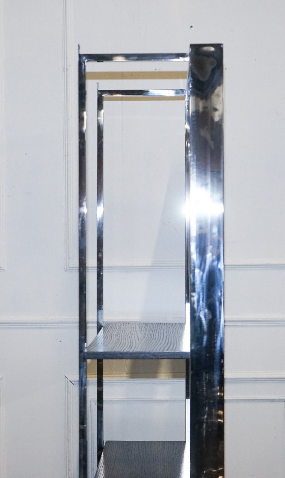 750.0 Polished Stainless Steel Black And Silver Art Deco Style Bookcase Shelf Display photo