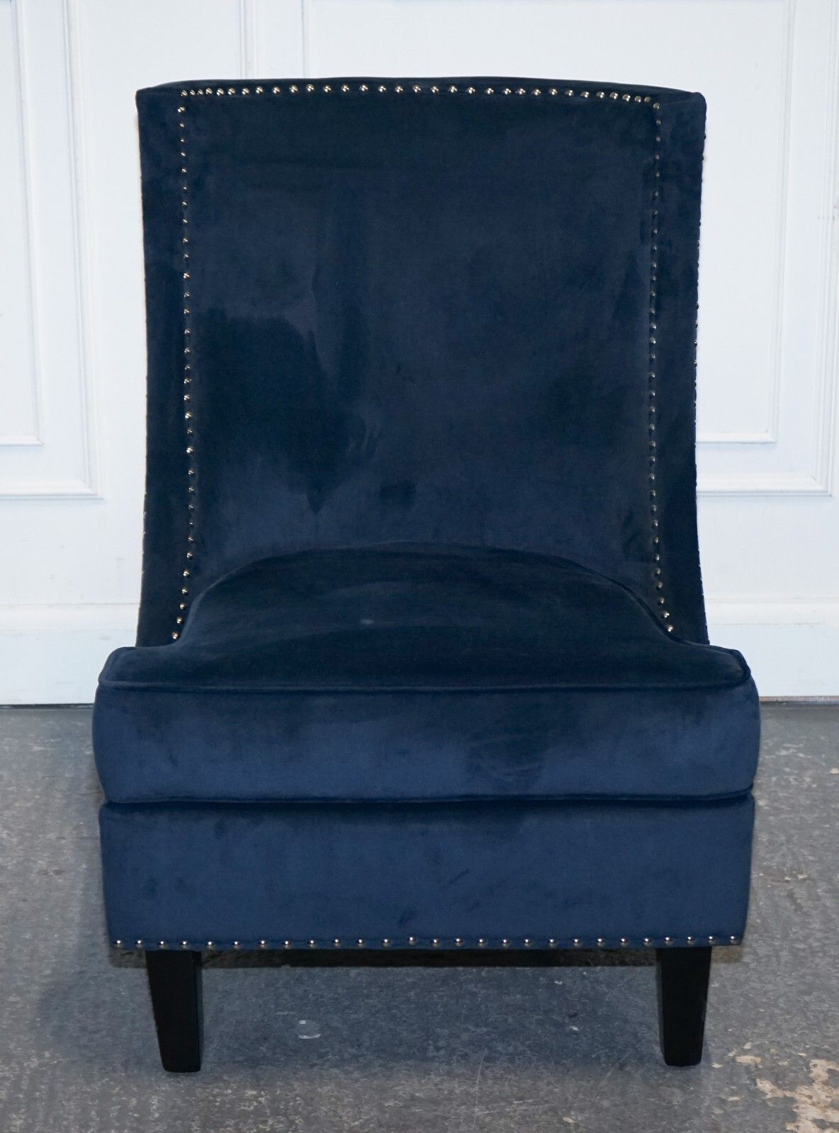 Cotswold Luxe Ex Showroom Navy Slipper Chair With Silver Stud Detail photo for sale