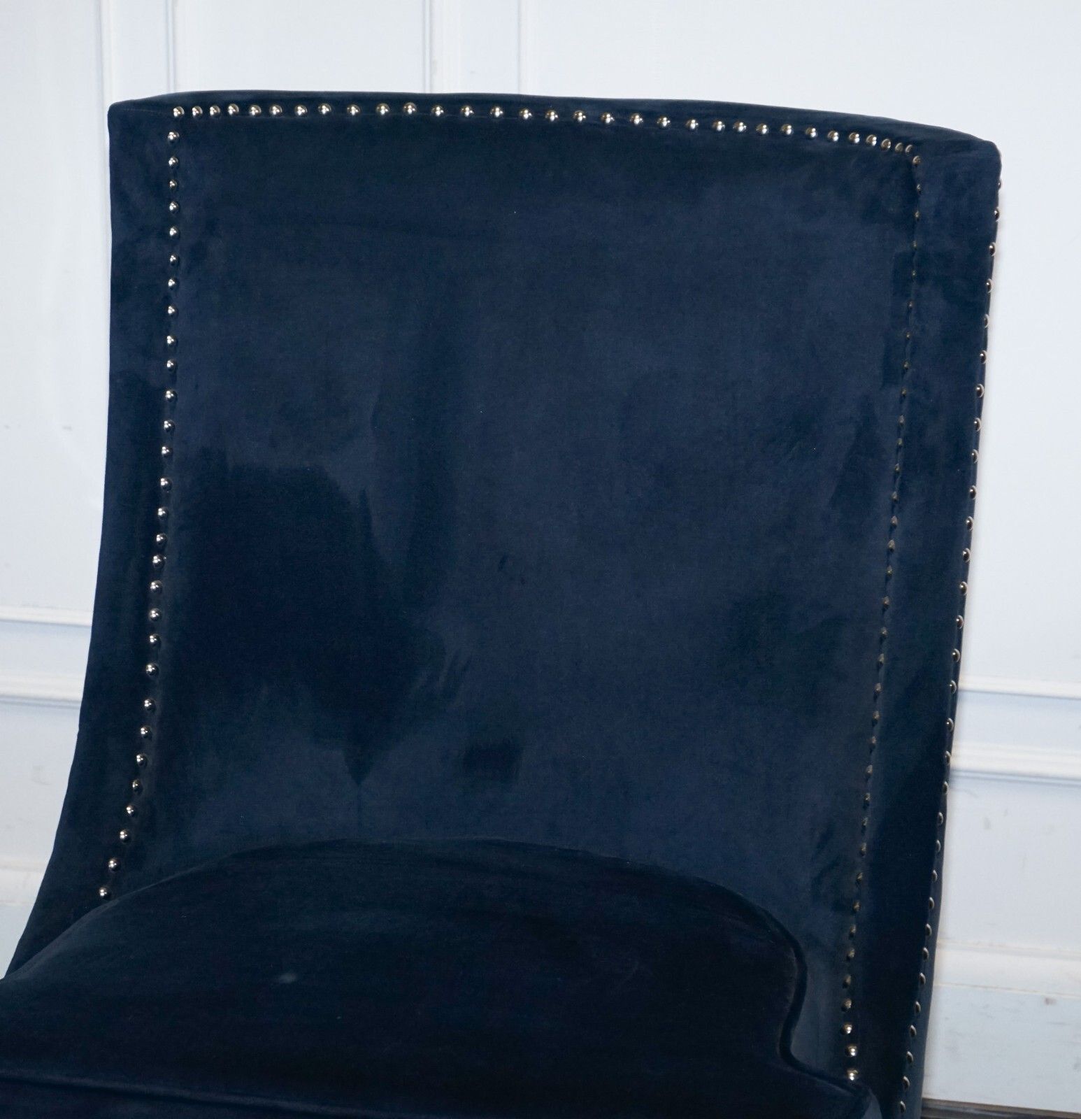 Cotswold Luxe Ex Showroom Navy Slipper Chair With Silver Stud Detail photo Furniture