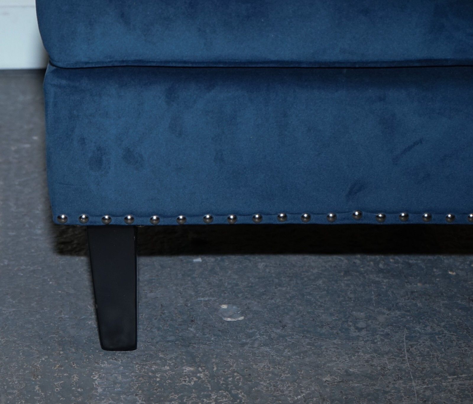 Cotswold Luxe Ex Showroom Navy Slipper Chair With Silver Stud Detail photo vinterior