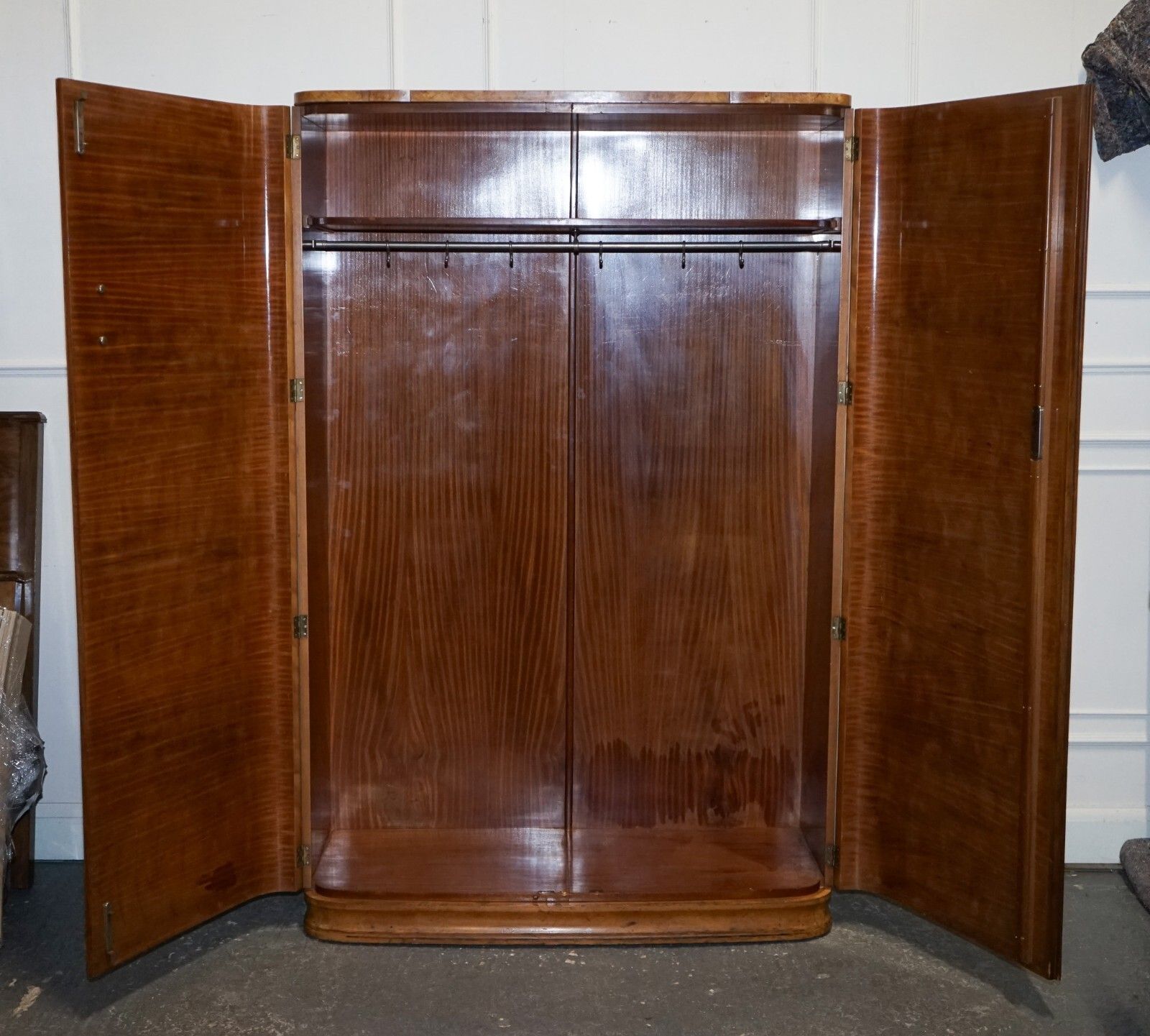 Beautiful Art Deco Blonde Walnut Double Door Wardrobe Armoire photo buy