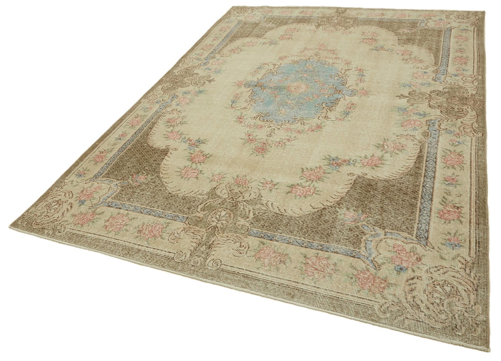 Handmade Beige Turkish Vintage Area Rug 208 Cm X 304 Cm photo for sale