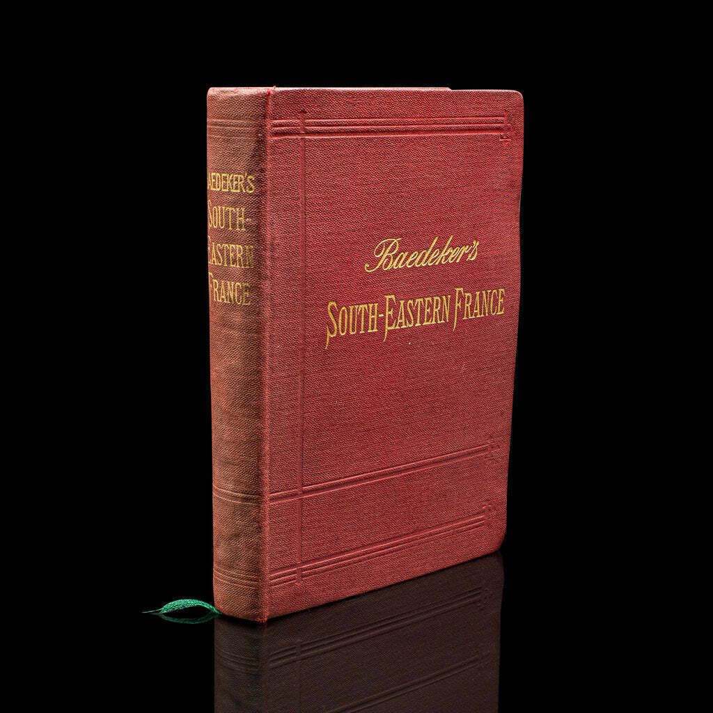 Small Antique Baedeker's South Eastern France Guide Book, Victorian, Travel Maps
