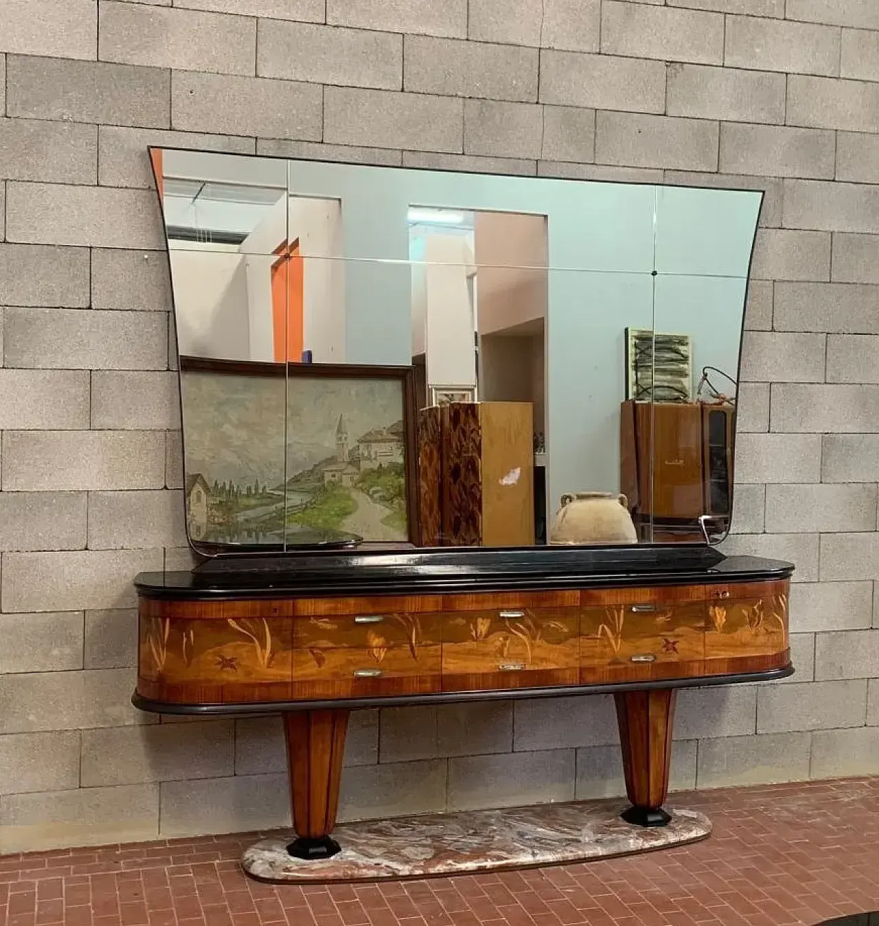 Sideboard With Mirror By Dassi Mobili Moderni, 2 Set photo for sale