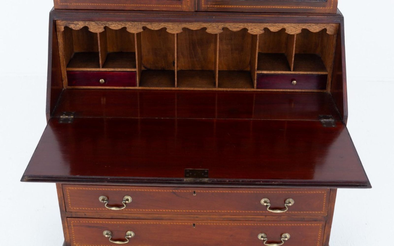 Sheraton Bureau Bookcase Mahogany Revival Cabinet Desk photo furniture