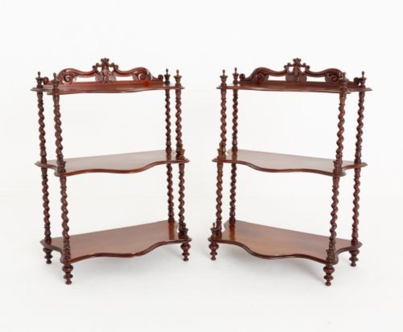 Pair Victorian Whatnot Bookshelves Mahogany 1870 photo Furniture