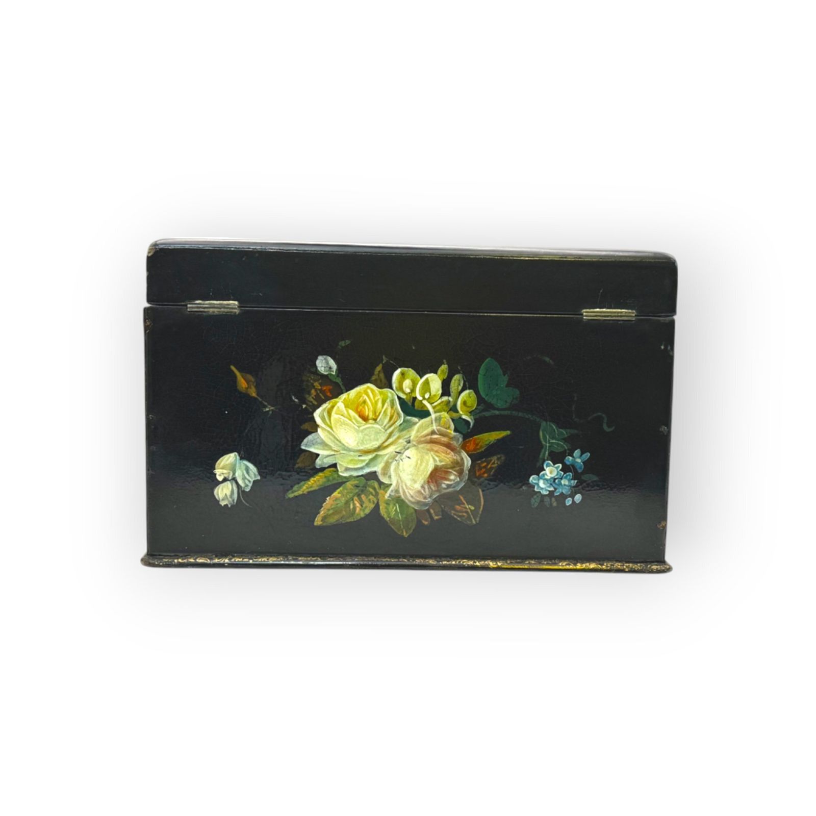 Victorian Papier Mache Painted Stationary Box, C.1890 photo Home Decor