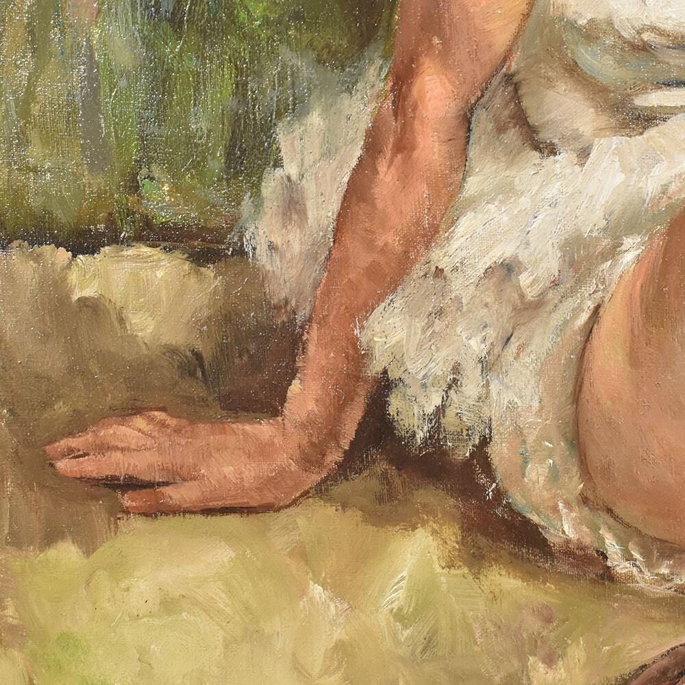 Antique Painting, Beautiful Young Girl, Young Dancer, Portrait Painting, Oil Painting On Canvas, Art Deco, XX Century. (Qr496) photo buy