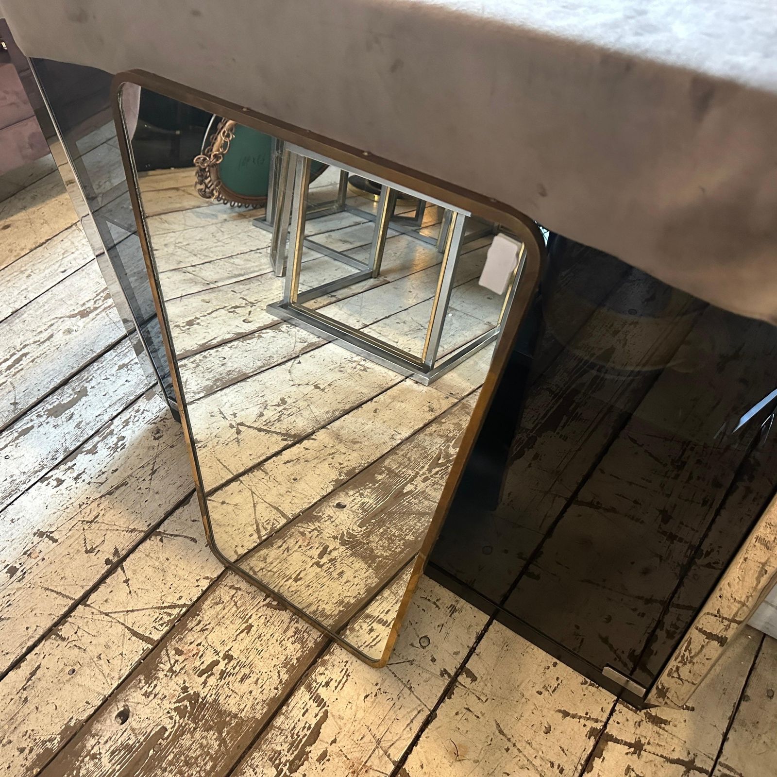 photo furniture 1950s Gio Ponti Style Mid Century Modern Brass Italian Wall Mirror