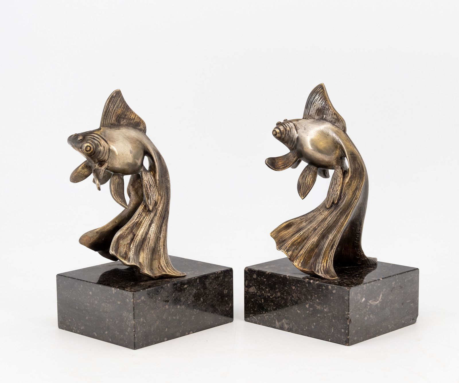 photo furniture Art Deco Bronze Fancy Goldfish  Pair Of Bookends By Georges Raoul Garreau French 1930's