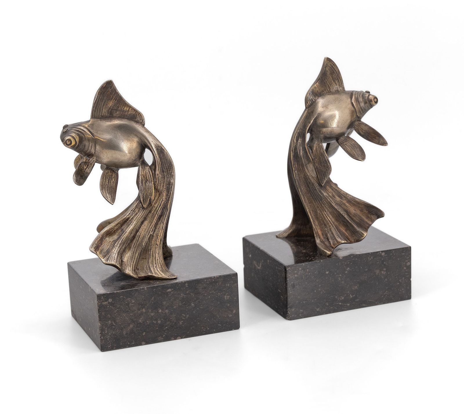 Art Deco Bronze Fancy Goldfish  Pair Of Bookends By Georges Raoul Garreau French 1930's photo Home Decor