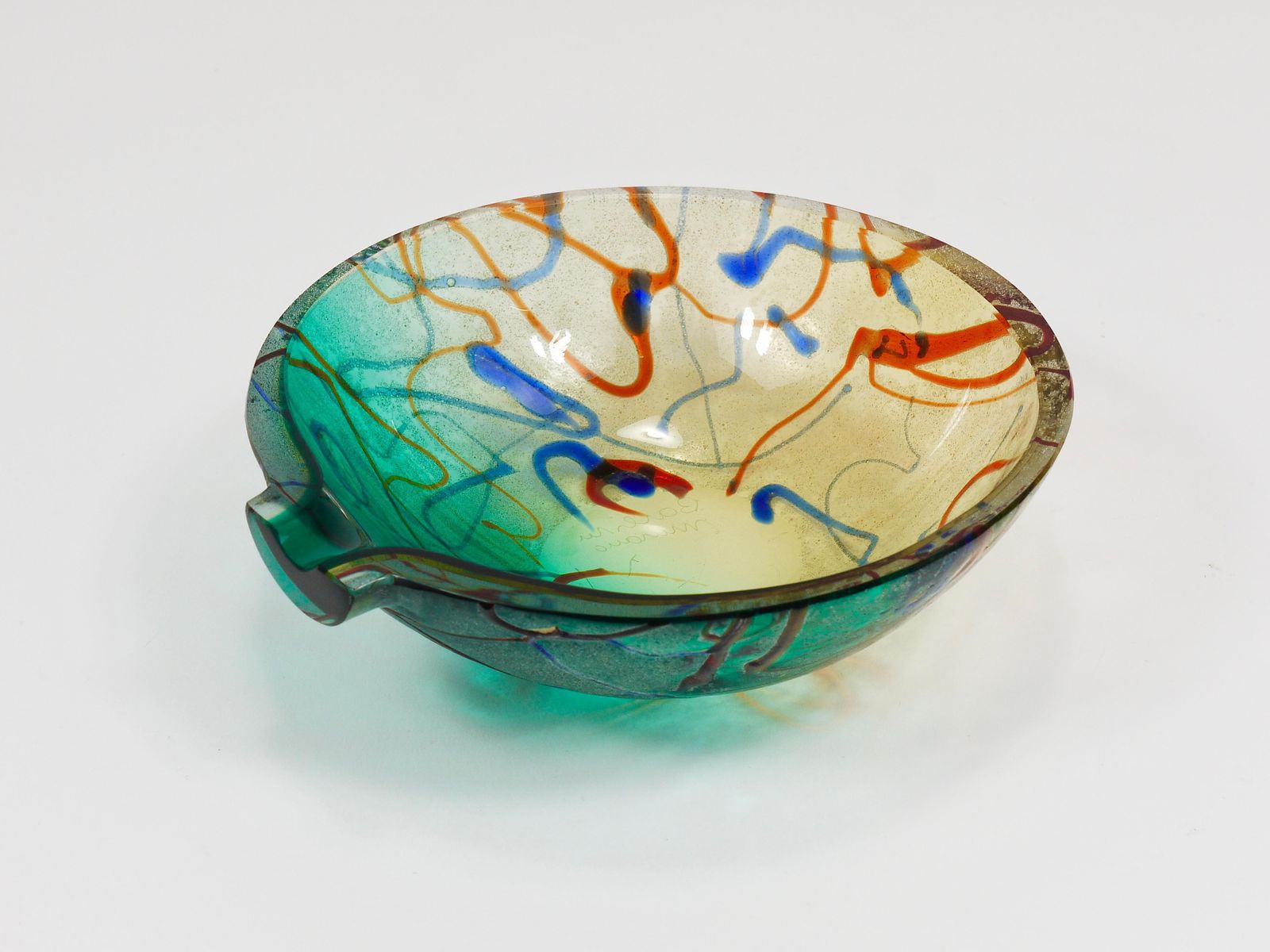 photo vintage Alfredo Barbini Signed Murano Art Glass Bowl Or Ashtray, Italy, 1970s