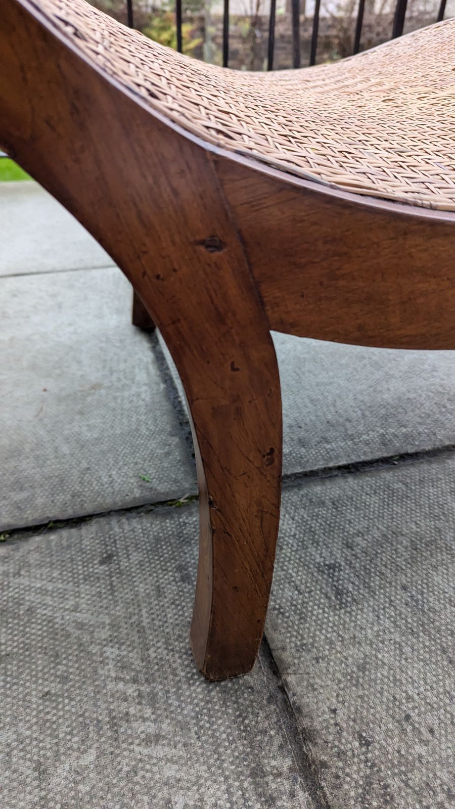 Furniture Antique Indian Teak Rattan Colonial Planter's Plantation Lounge Chair photo
