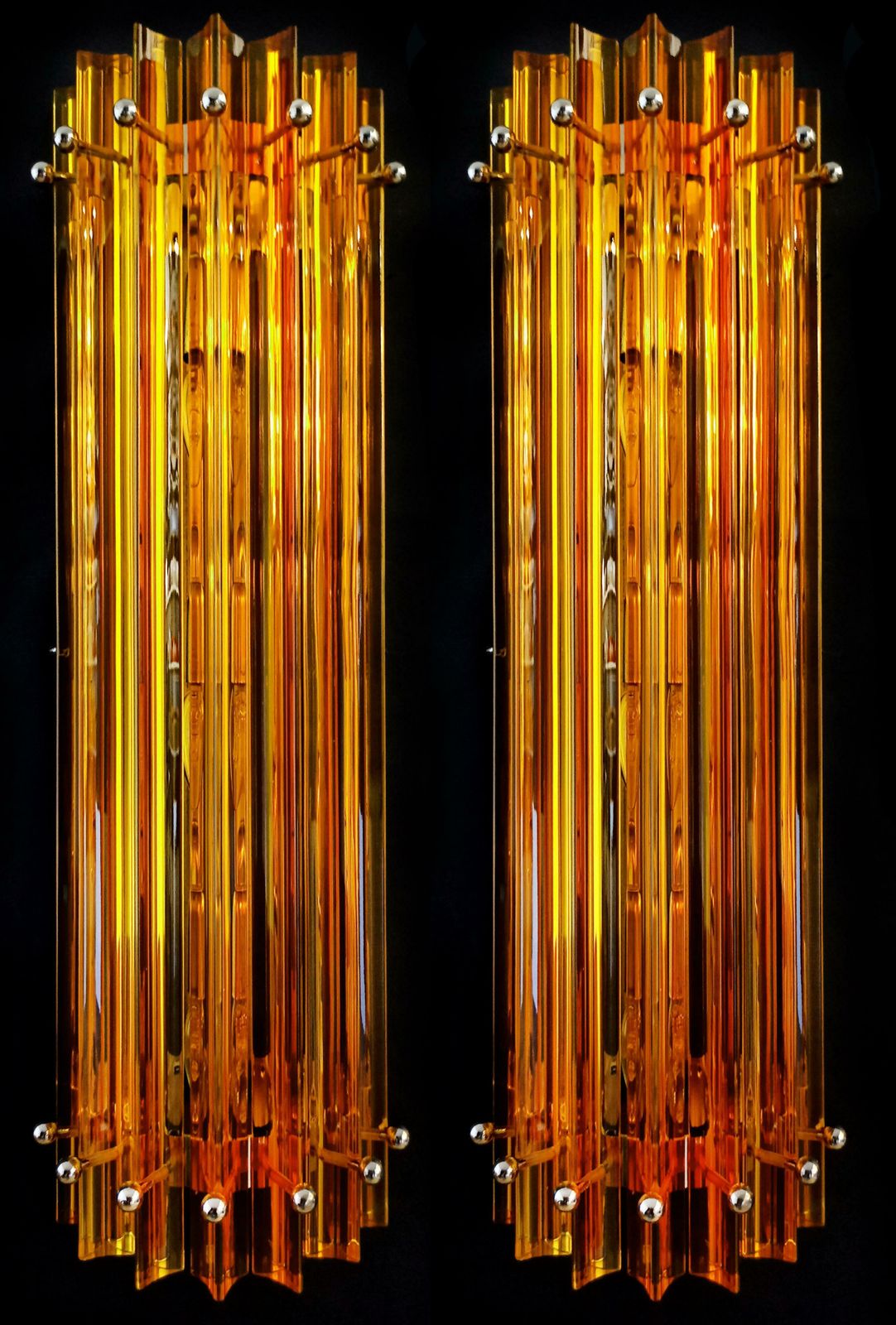 Midcentury Four Italian Wall Sconces, Venini Style Murano, 1990s photo for sale