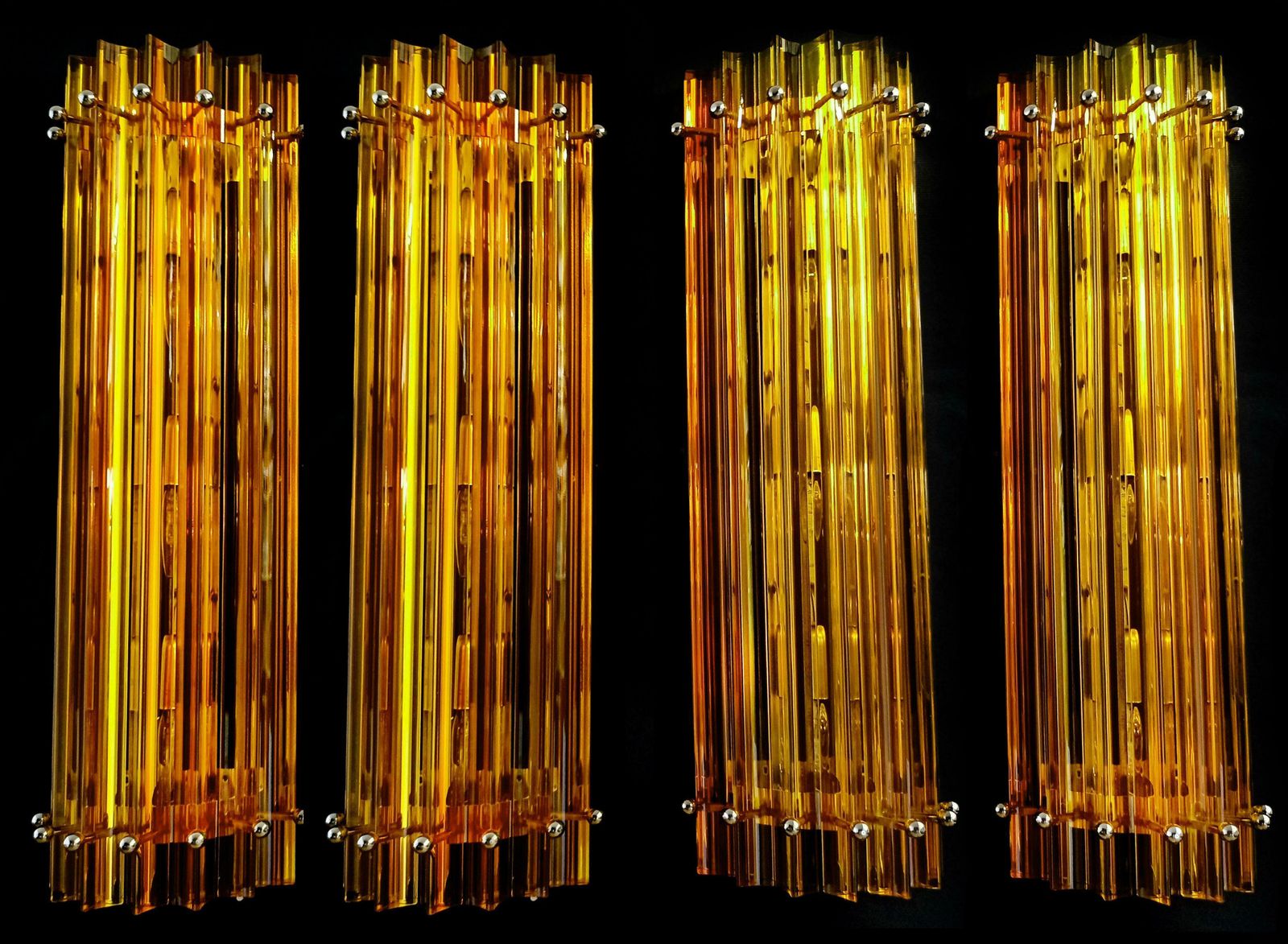 Midcentury Four Italian Wall Sconces, Venini Style Murano, 1990s photo buy