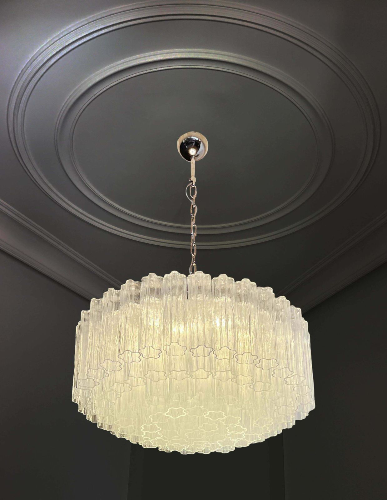 photo for sale Elegant Murano Glass Chandelier  101 Clear Tube Glasses