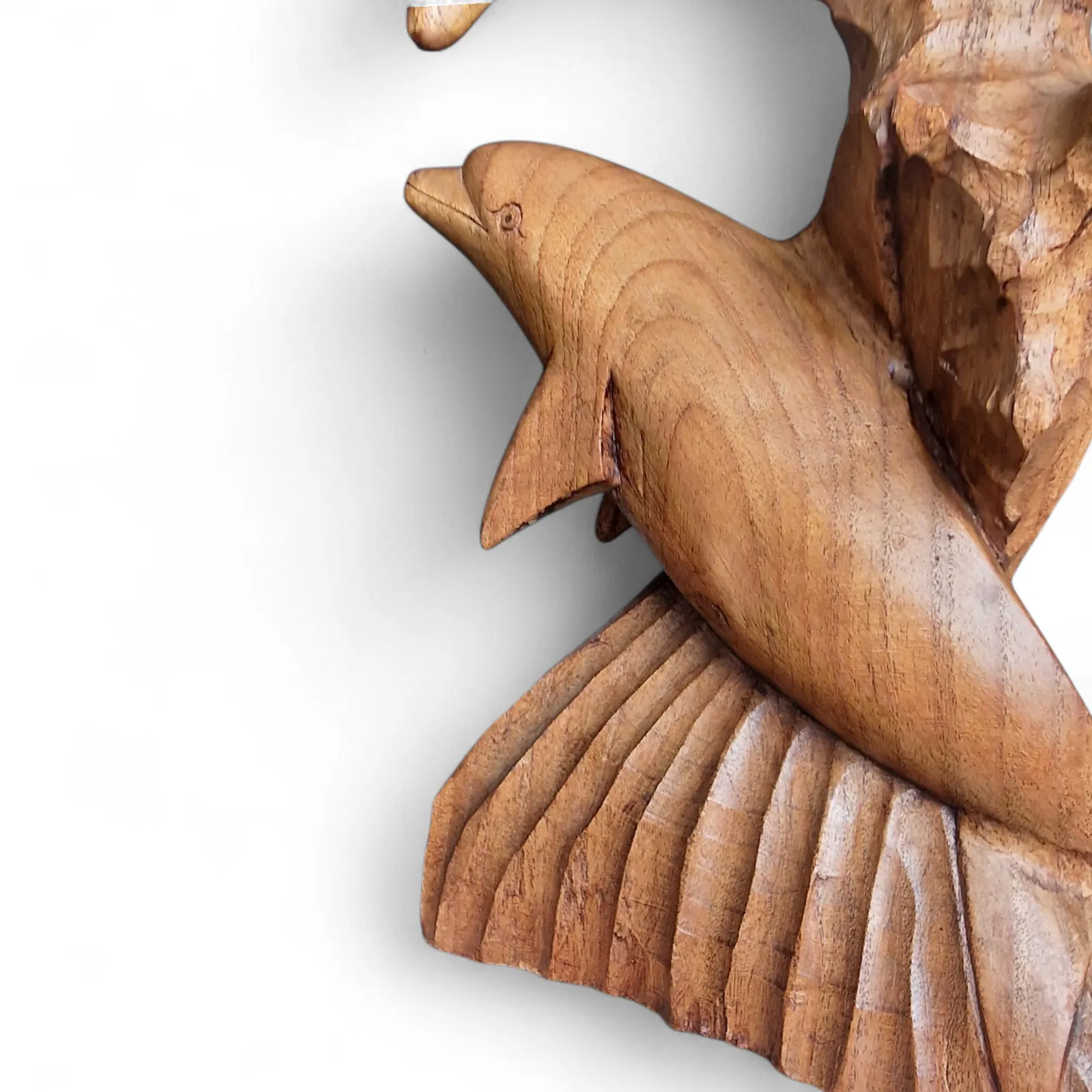Hand Carved Tropical Hardwood Dolphin Sculpture Coastal Nautical Decor photo furniture