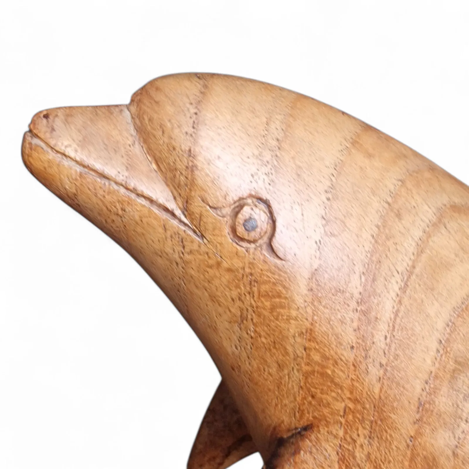 Hand Carved Tropical Hardwood Dolphin Sculpture Coastal Nautical Decor photo Home Decor