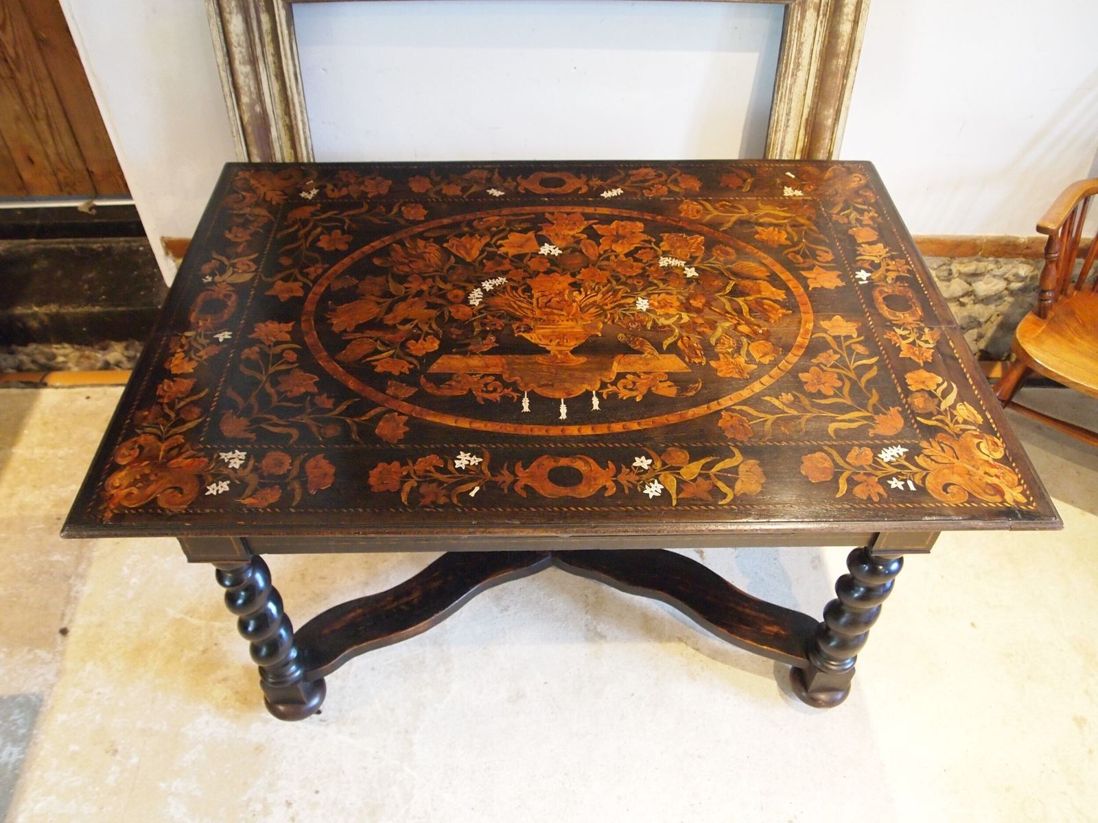 Table Stunning Rare Marquetry George II Oak C1740