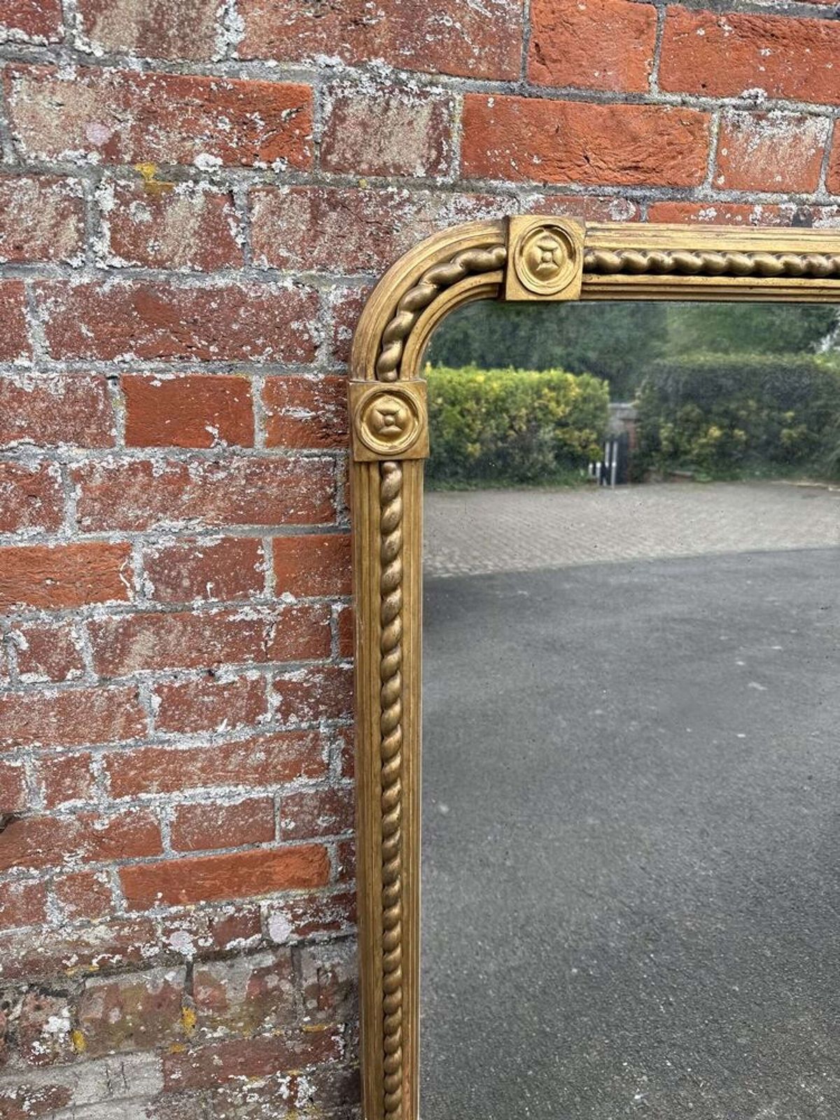 A Stunning Large Antique English 19th C Arched Top Rope Twist Gilt Overmantle Mirror. photo furniture