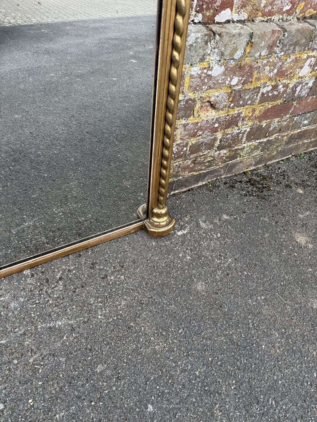 A Stunning Large Antique English 19th C Arched Top Rope Twist Gilt Overmantle Mirror. photo Home Decor