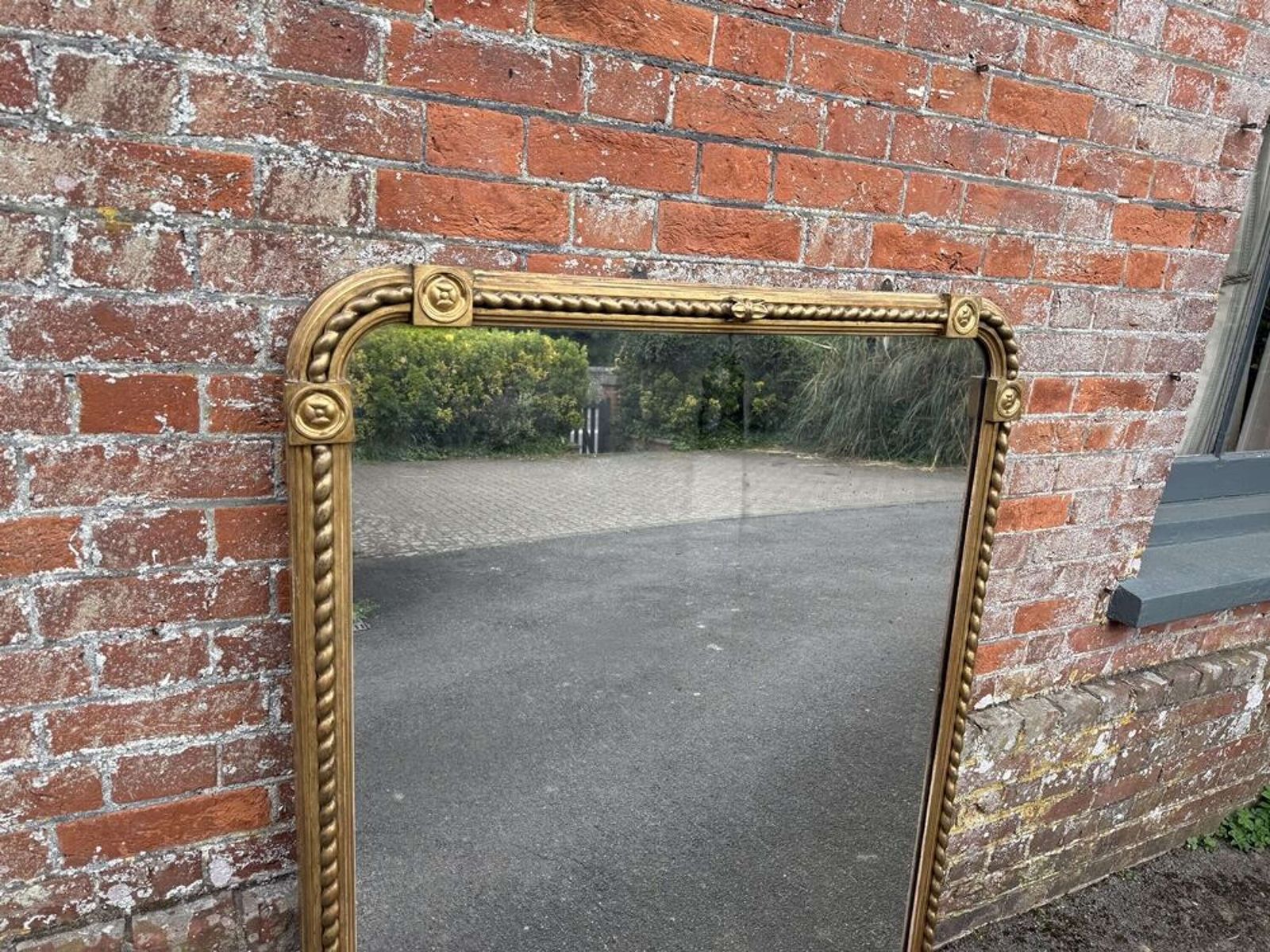 A Stunning Large Antique English 19th C Arched Top Rope Twist Gilt Overmantle Mirror. photo 1495.0
