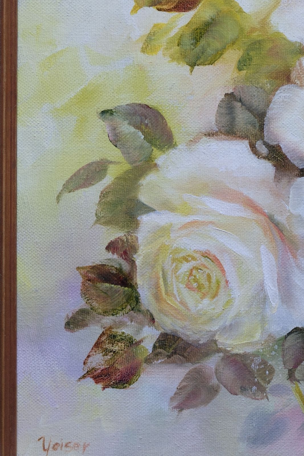 Still Life Of Yellow Roses Oil On Canvas Signed Yeiser photo furniture