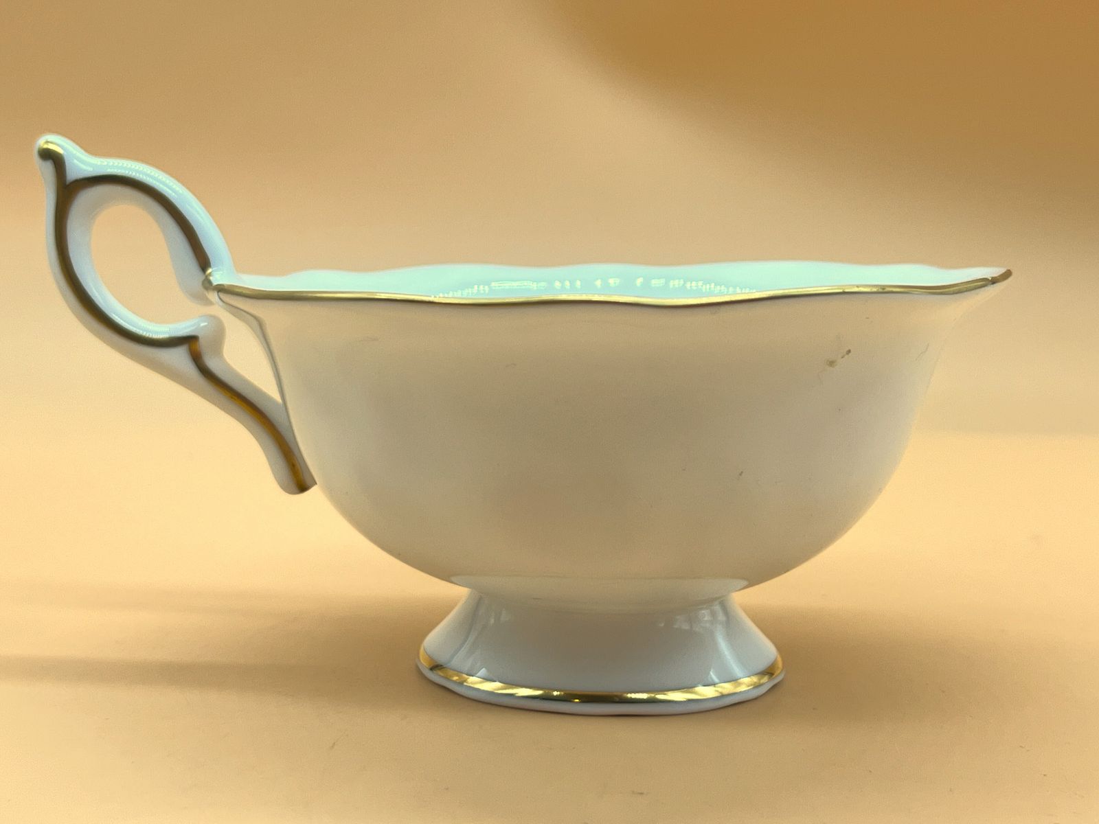 Wedgwood China Harlequin Collection Turquoise Crocus Design Footed Tea Cup And Saucer Duo. photo for sale