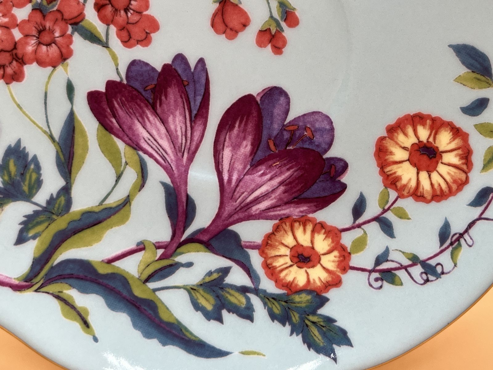 photo furniture Wedgwood China Harlequin Collection Turquoise Crocus Design Footed Tea Cup And Saucer Duo.