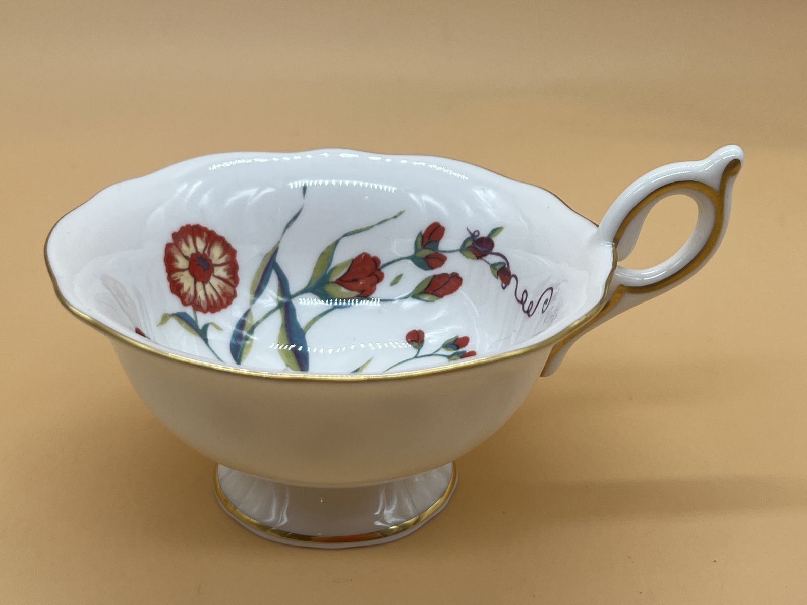 photo for sale Wedgwood China Harlequin Collection Turquoise Crocus Design Footed Tea Cup And Saucer Duo.