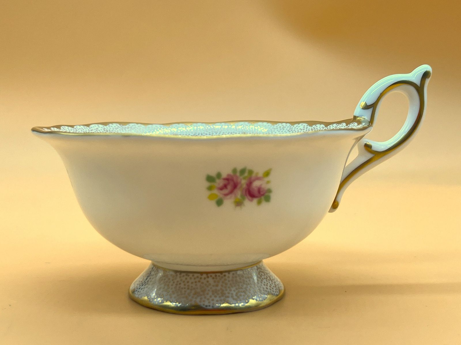 Wedgwood China Harlequin Collection Ribbon And Roses Design Footed Tea Cup And Saucer Duo. photo 75.0