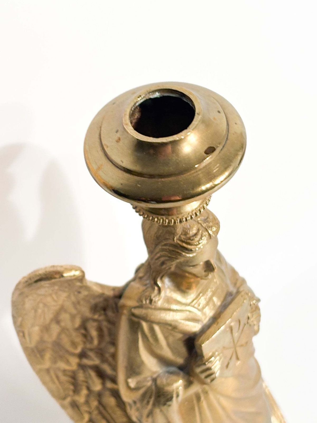 photo furniture Single Candlestick With Angel In Gilded Bronze France 20th Century