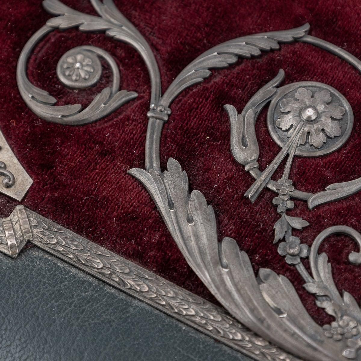 photo buy Antique 19th Century Russian Solid Silver, Velvet & Leather Book Cover C.1890