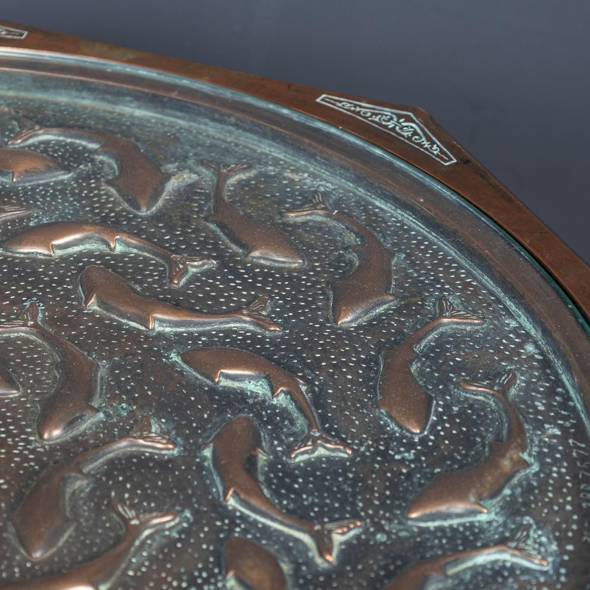 photo for sale Vintage 20th Century Spanish Embossed Copper Table By Malart C.1930